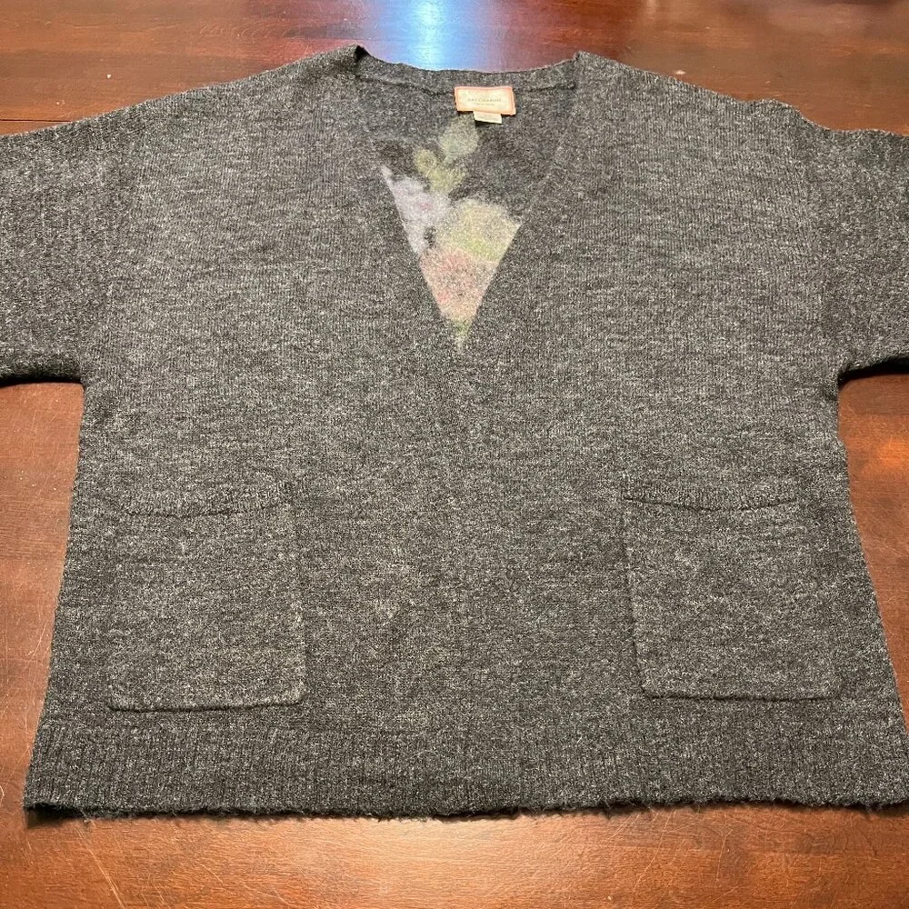 Felted Floral design Cardi by Saccharine of New York size L - Picture 3 of 11